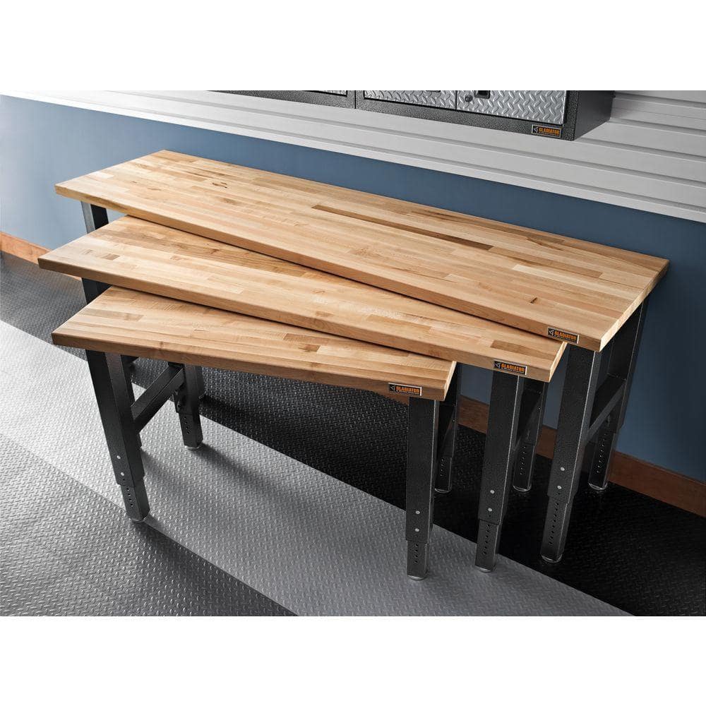 Granite Hammered Steel Adjustable Height 48" Workbench