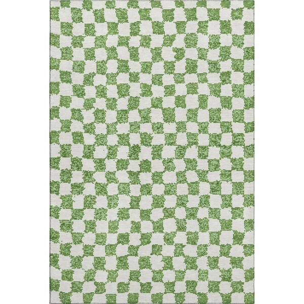 Mayfield Premium Machine Washable Abstract AMF1958 Green 10 ft. x 14 ft. Area Rug