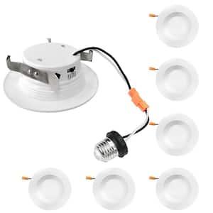 4 in. 650 Lumens Adjustable CCT Canless E26 LED Downlight Indoor Integrated Recessed Light (6-Pack)