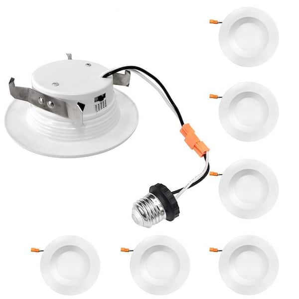 Bieuoram 4 in. 650 Lumens Adjustable CCT Canless E26 LED Downlight Indoor Integrated Recessed Light (6-Pack)