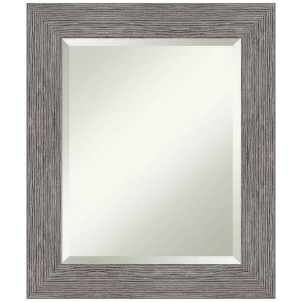 Amanti Art Pinstripe Plank Grey 21.5 in. H x 25.5 in. W Framed Wall Mirror