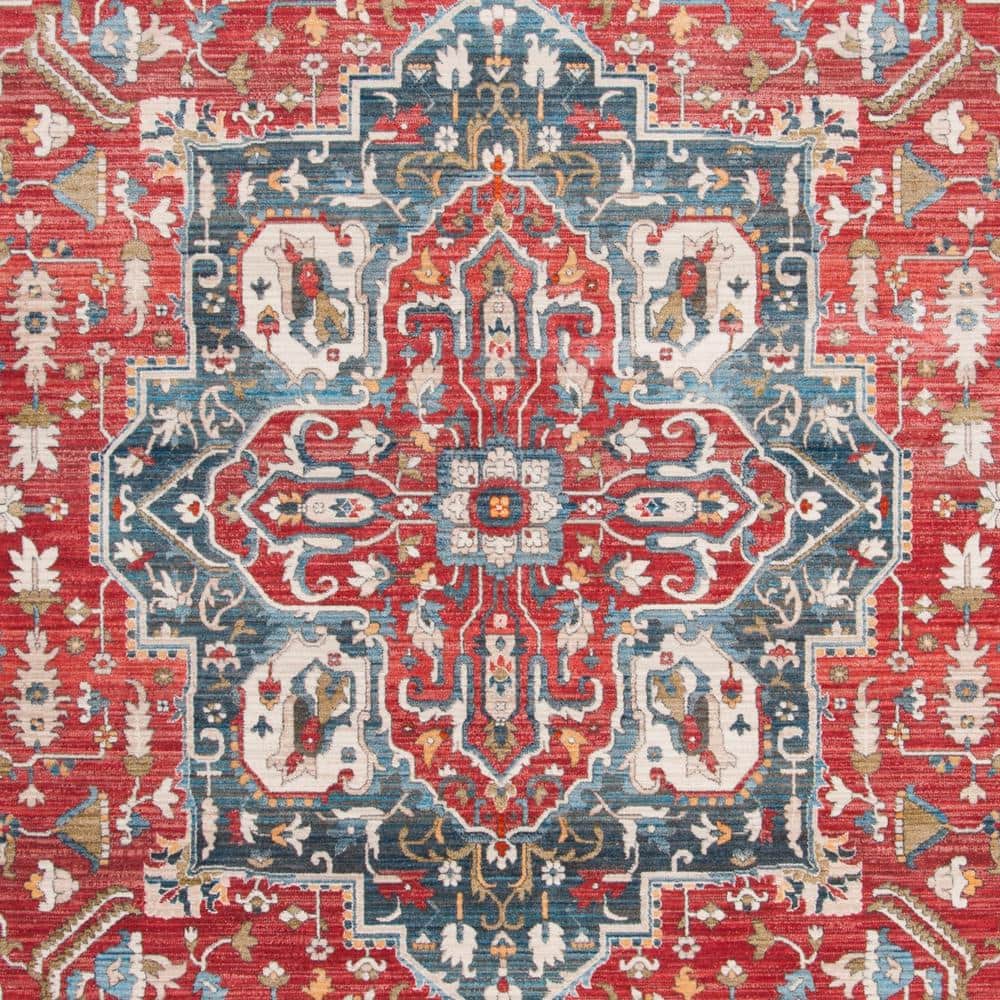 Red and Blue 8' x 10' Hand-knotted Synthetic Area Rug