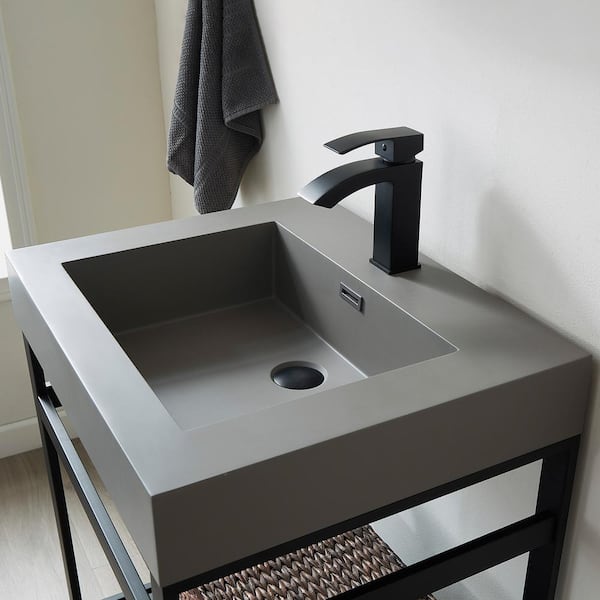 Ablitas 24 in. Composite Stone Single Console Bathroom Sink in Gray