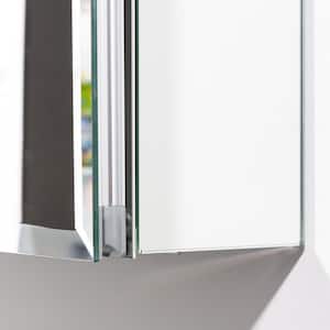 5 in. W x 20 in. H D x 26 in. H Rectangular Silver Aluminium Surface Mount or Recess Medicine Cabinet with Mirror