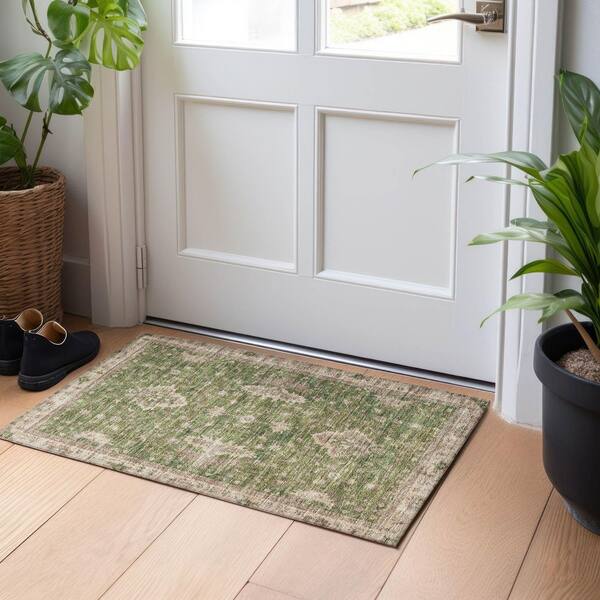 Chantille Machine Washable Indoor/Outdoor Abstract ACN1739 Aloe 2 ft. x 3 ft. Accent Rug