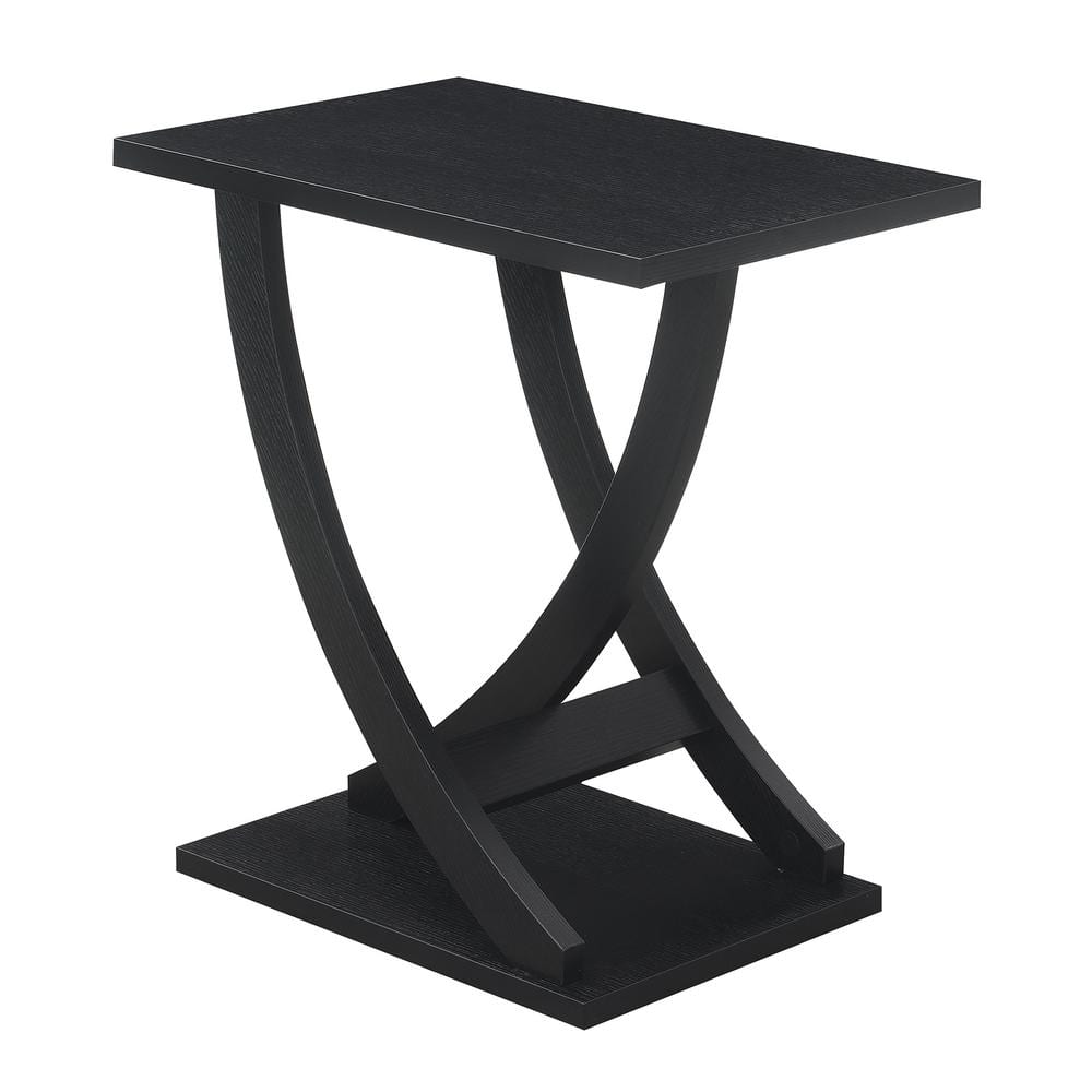 Newport Criss-Cross 15.5 in. Black Rectangle MDF Chairside End Table