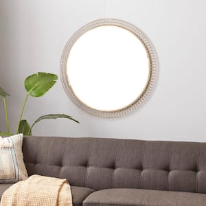 37 in. x 37 in. Round Framed Gold Wall Mirror