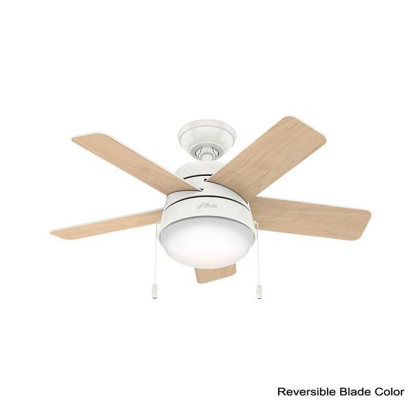 Hunter Tarrant 36 In Led Indoor Fresh White Ceiling Fan With Light Kit The Home Depot