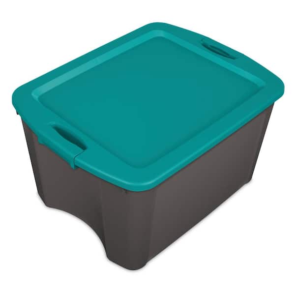 Hefty 18 gal Plastic Holiday Latched Storage Tote, Green