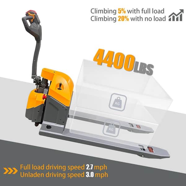 4400 lbs. 3 in. Lowered Full Electric Pallet Jack Self-Propelled Pallet Truck with 24V/105AH Gel Battery