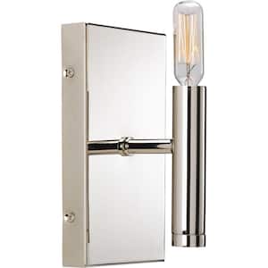 Draper Collection 1-Light Polished Nickel Luxe Bath Vanity Light
