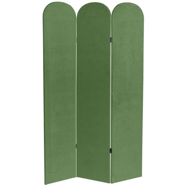 RED LANTERN 6 ft. Green 3-Panel Classic Arch Velvet Room Divider CV ...