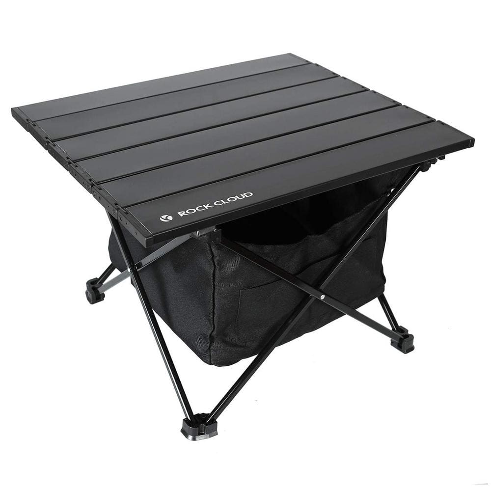 Portable Camping 14 in. Black Rectangle Aluminum Picnic Tables Seats 2-Peop