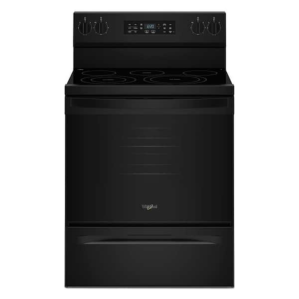 30 in. 5 Burner Elements Freestanding Electric Range in Black with Air Cooking Technology