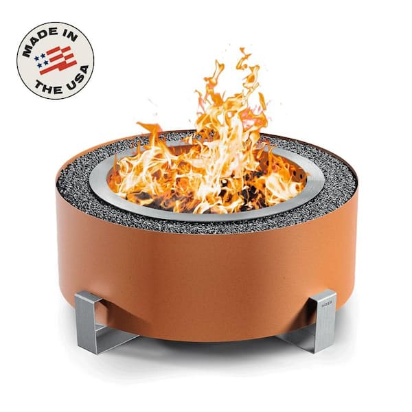 Luxeve Earth Rust with Gray Glass Outdoor Smokeless Fire Pit