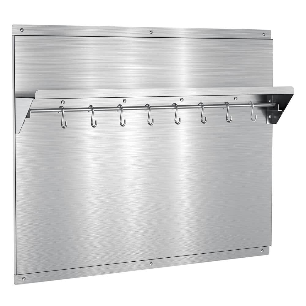 24 x 30 in. for 30 in. Range Hood Stainless Steel Kitchen Backsplash w/ Utensil Hooks and Storage Shelf, Easy to Install price history on PriceWatchPro