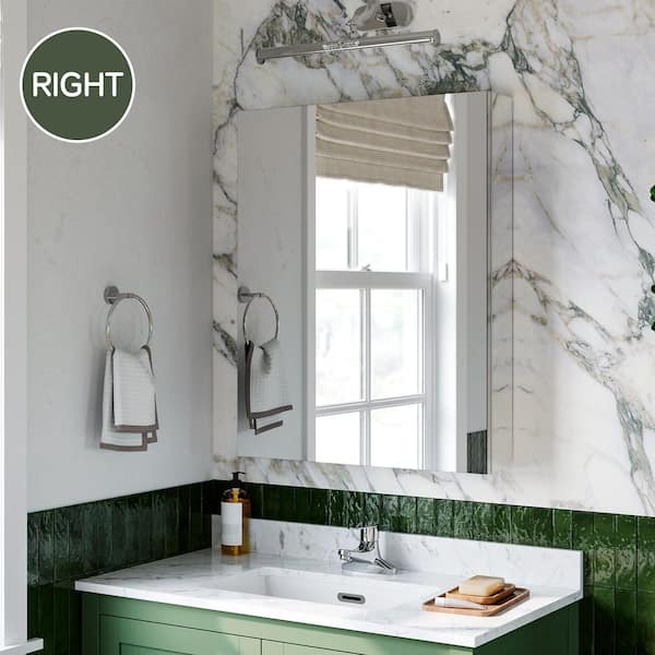 24 in. W x 30 in. H Rectangular Right Swing Aluminum Medicine Cabinet with Mirror