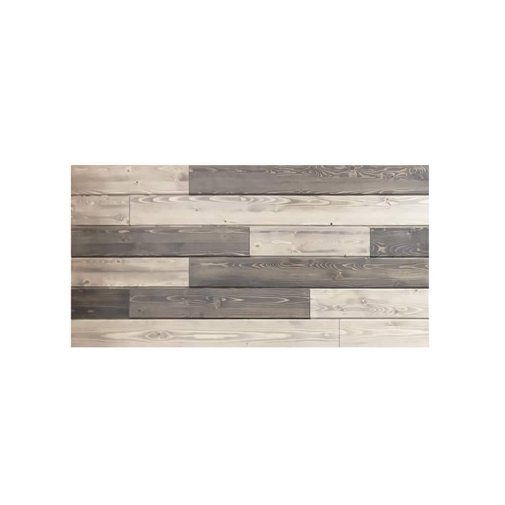 Pacific Entries 1 in. x 48 in. x 24 in. Mixed Weathered and Charcoal Gray Knotty Pine Wood Express Wall Accent Panel (4-Pack), Mixed Gray -  WCPPL-2448