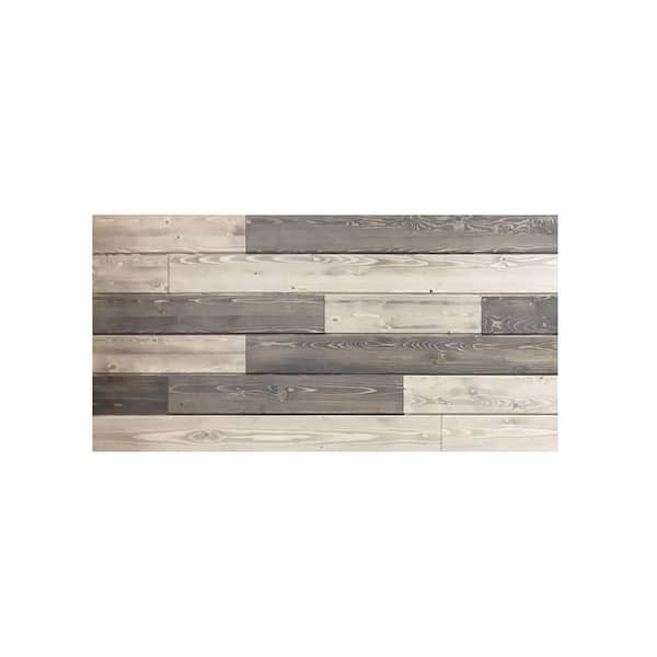 Pacific Entries 1 in. x 48 in. x 24 in. Mixed Weathered and Charcoal Gray Knotty Pine Wood Express Wall Accent Panel (4-Pack)