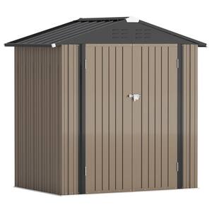 Yellow SOLAURA 6x4 Outdoor Vented Storage Shed Garden Backyard Tool Patio Steel Cabin 
