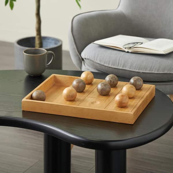 Brown Wood Game Set with 9 Balls