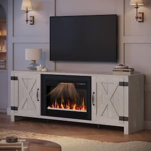 Bestier 63 in. White Wash Electric Fireplace TV Stand Farmhouse Entertainment Center Fits TVs Up To 70 in.