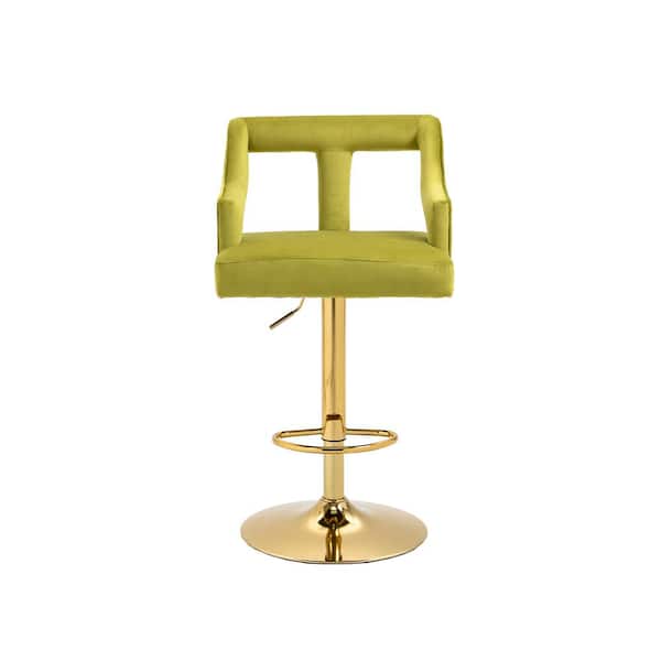 Spaco 45.5 in. Green Hollowed Out Low Back Metal Frame Adjustable Height Counter Vintage Bar Stools with Footrest (Set of 1)