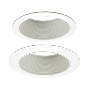 E26 Series 6 in. White Recessed Ceiling Light Fixture Trim with White Straight Side Metal Baffle