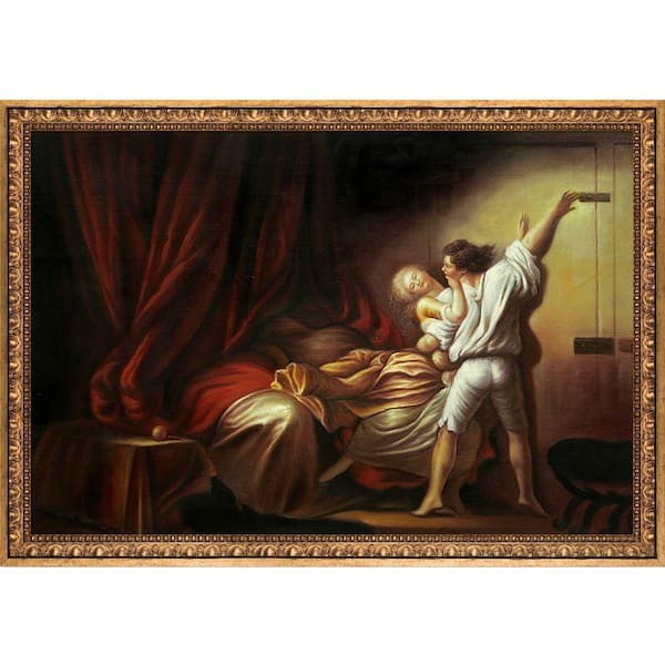 LA PASTICHE 27.5 in. x 39.5 in. "The Bolt c. 1778" by Jean-Honore Fragonard Framed Wall Art