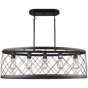 Bosywell 5-Light Oil Bronzed Oval Chandelier for Kitchen Island with No Bulbs Included