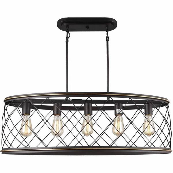Unbranded Bosywell 5-Light Oil Bronzed Oval Chandelier for Kitchen Island with No Bulbs Included