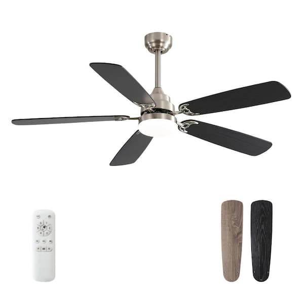 Cirrus 52 in. Nickel Black Downrod Standard Ceiling Fan with Integrated LED with Remote Included 5 Two-Tone Blades