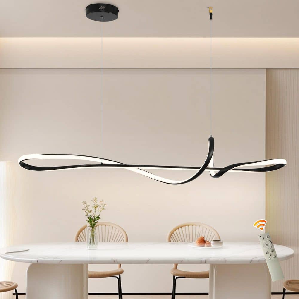 45-Watt 1 Light Black Modern Dimmable Integrated LED Kitchen Island Pendant Light with Acrylic Shade and Remote Included price history on PriceWatchPro
