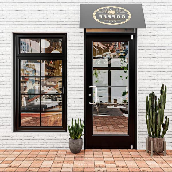 36 in. x 84 in. Left Hand/Outswing Anodized Aluminum Black Prehung Commercial Door Non Fire Rated