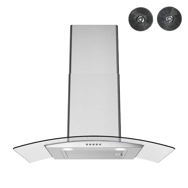 Streamline 30 in. Rubiani Convertible Wall Mount Range Hood in Brushed Stainless Steel,Baffle Filters,Push Button Control,LED Light