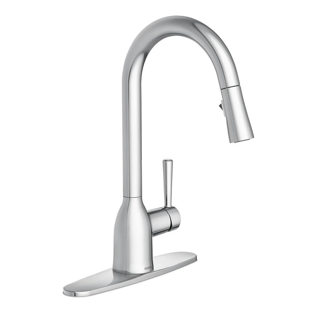 Chrome High Arc Single Handle Kitchen Faucet with Pull-Down Spray