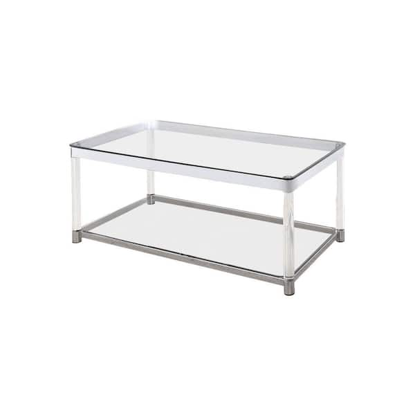 32.3 in. Round Tempered Glass Coffee Table 2-Tier Glass Top Acrylic Round  Coffee Tables with Metal Frame W107184326 - The Home Depot