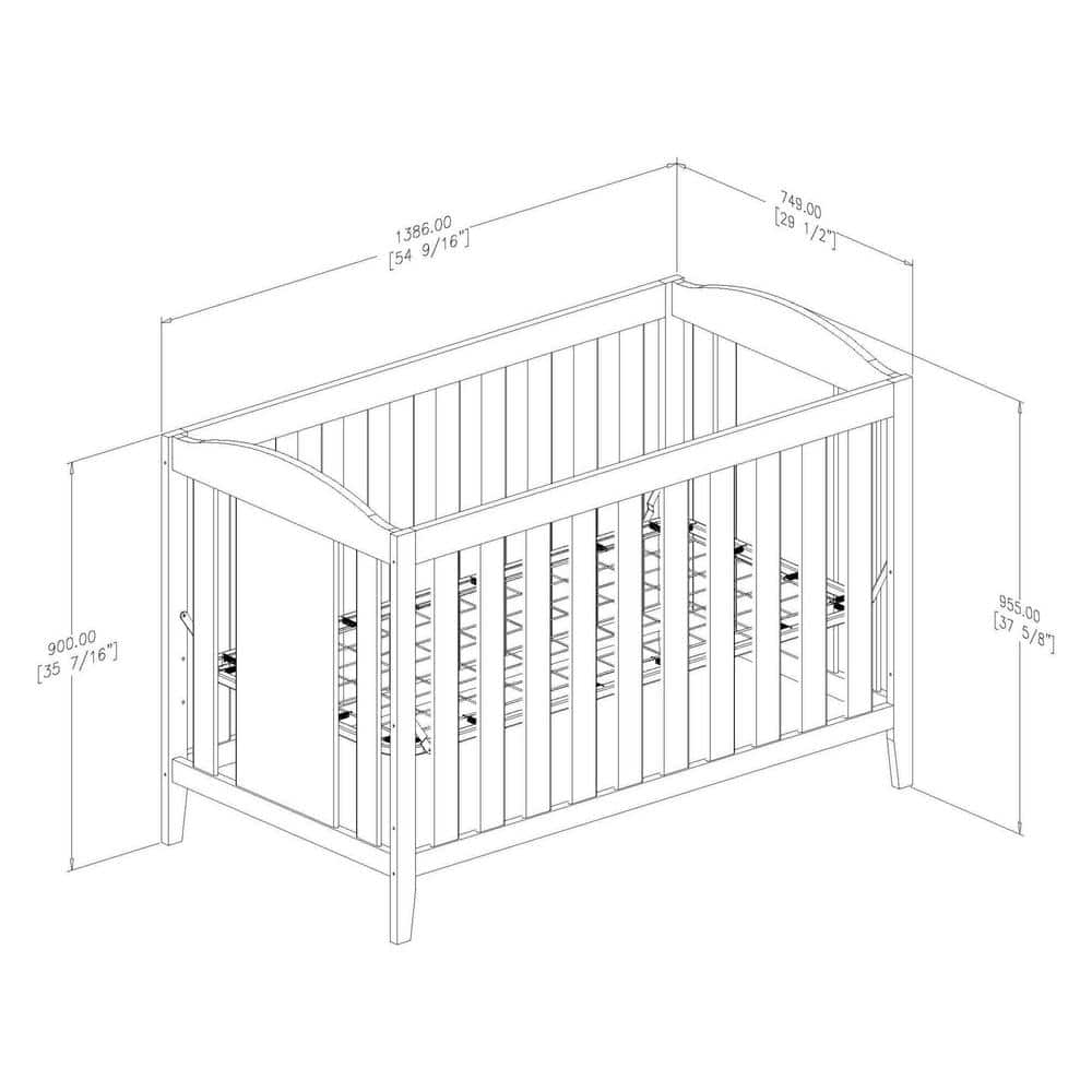 White Pine 3-in-1 Convertible Crib with Toddler Rail