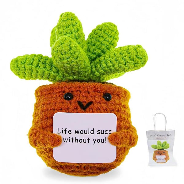 Afoxsos 2.5 in. Crochet Succulent Artificial Plant Emotional