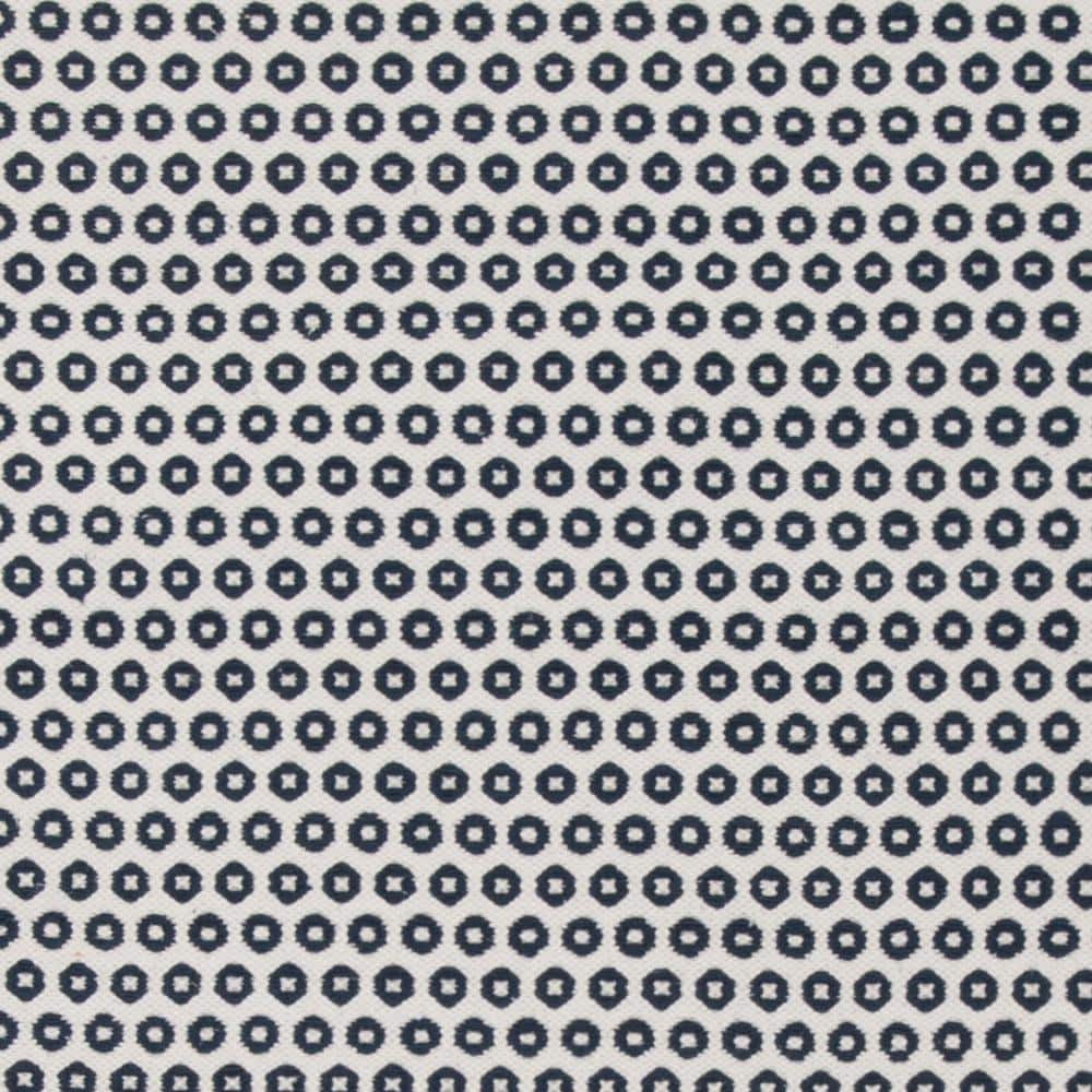 Hand-Woven Navy and Ivory Wool-Cotton Blend 59" Rug