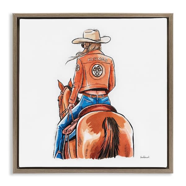 Stupell Industries Fashionable Chic Cowgirl by Amanda Greenwood Brown Floater Frame People Graphic Art Print 25 in. x 25 in.