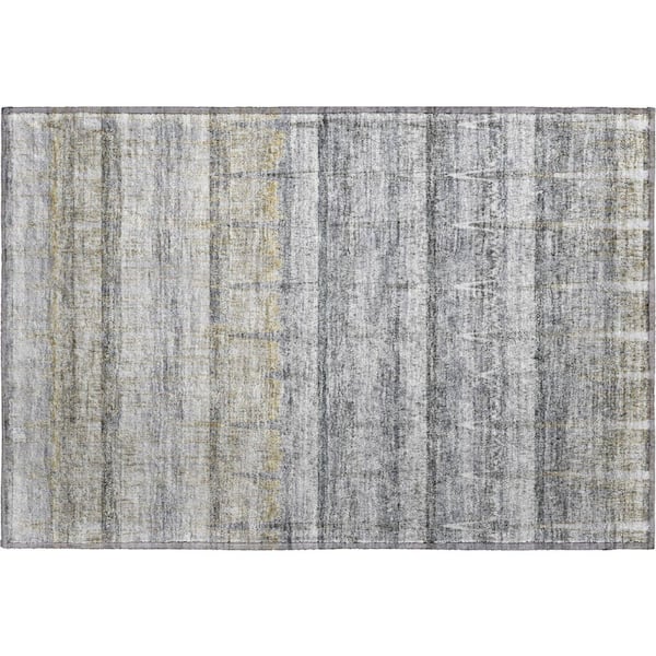 Mayfield Premium Machine Washable Indoor/Outdoor Geometric AMF629 Gray 1 ft. 8 in. x 2 ft. 6 in. Area Rug