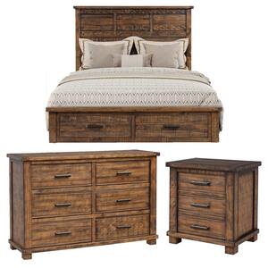 Brinley 3 Piece Cherry Queen Storage Bedroom Set Cherry Queen Storage Bedroom Set, Brinley Cherry King Storage Bed