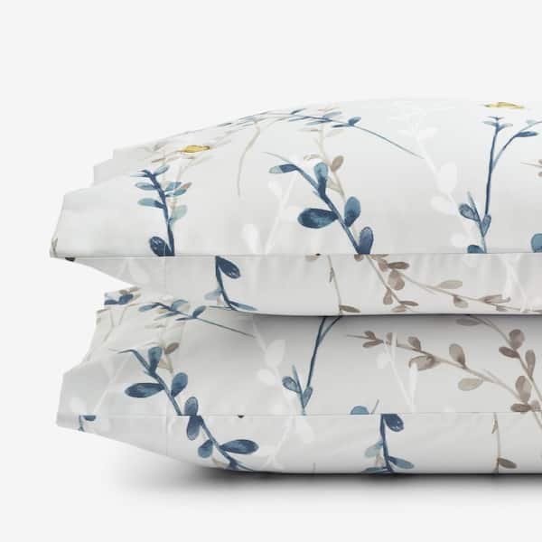 The Company Store Legends Hotel Spring Buds Wrinkle-Free Gray Multi Sateen Standard Pillowcase (Set of 2)