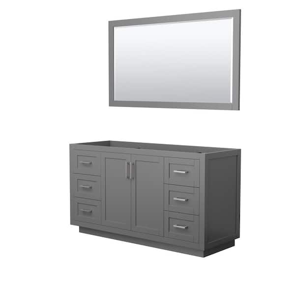 Wyndham Collection Miranda 59.25 in. W x 21.75 in. D Single Bath Vanity Cabinet Only with Mirror in Dark Gray
