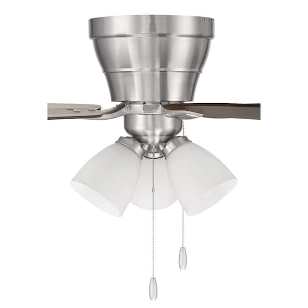 3-Light Brushed Nickel Ceiling Fan Bowl Fitter LED Light Kit 3-Light Brushed Nickel Ceiling Fan Bowl Fitter LED Light Kit