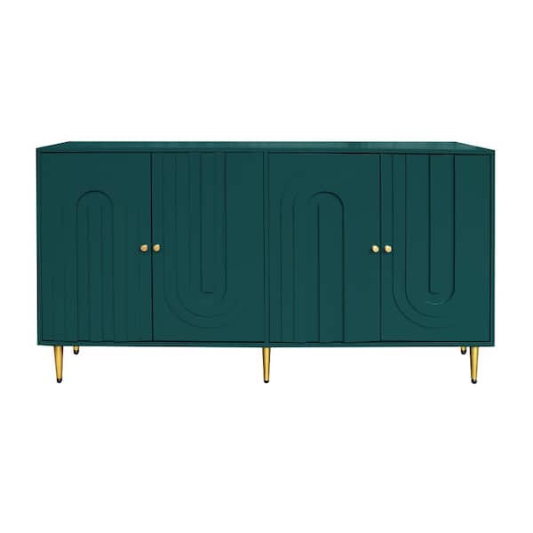 Unbranded Modern Green Wood Pantry Organizer, Sideboard Buffet Server Cabinet with 4 Door