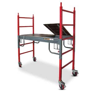 Buildman Baker Style Scaffold 6.3 ft. x 6.3 ft. x 2.6 ft. Rolling Mobile Work Platform with Wheels, 1500 lbs. Capacity