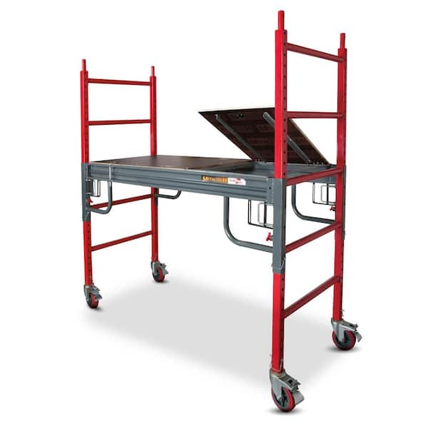 MetalTech Buildman Baker Style Scaffold 6.3 ft. x 6.3 ft. x 2.6 ft. Rolling Mobile Work Platform with Wheels, 1500 lbs. Capacity