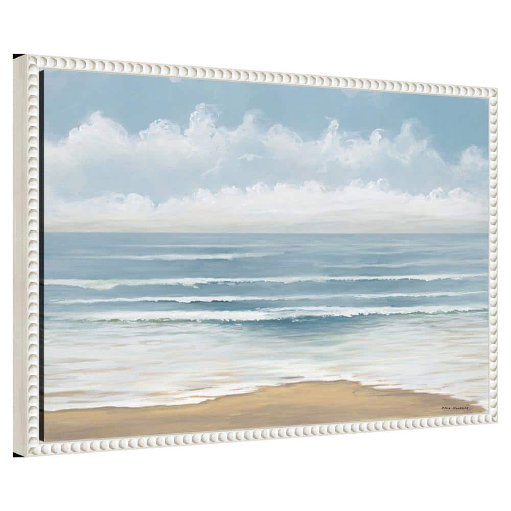 Smooth Beach Waves Nautical Canvas Print with Beaded Frame